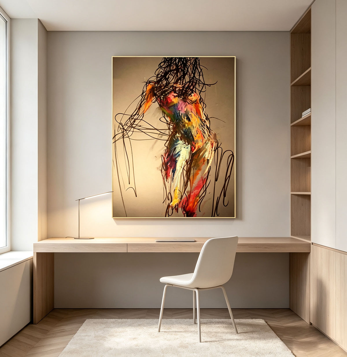 Abstract Figure Wall Art, Colorful Expressionist Human Form Painting, Large Vibrant Figurative Canvas Art, Modern Art Collection Bedroom Decor