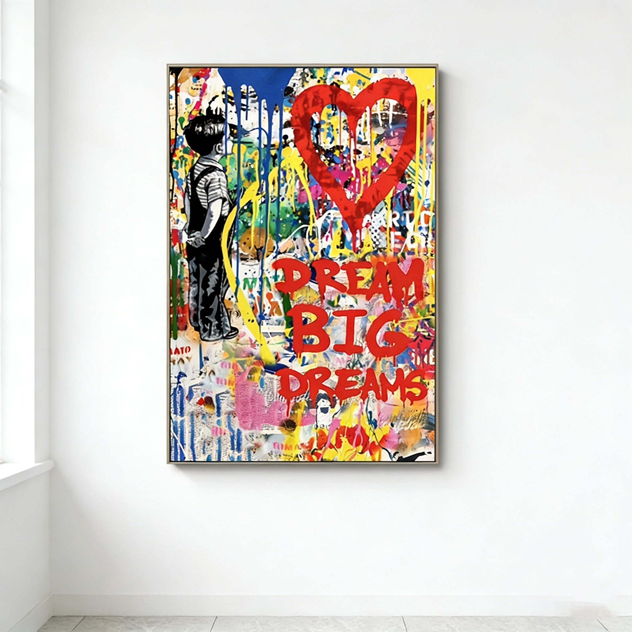 Stretched Hand-Painted "Urban Whisper" Oil Painting – Textured Graffiti-Inspired Statement Canvas for Modern Spaces