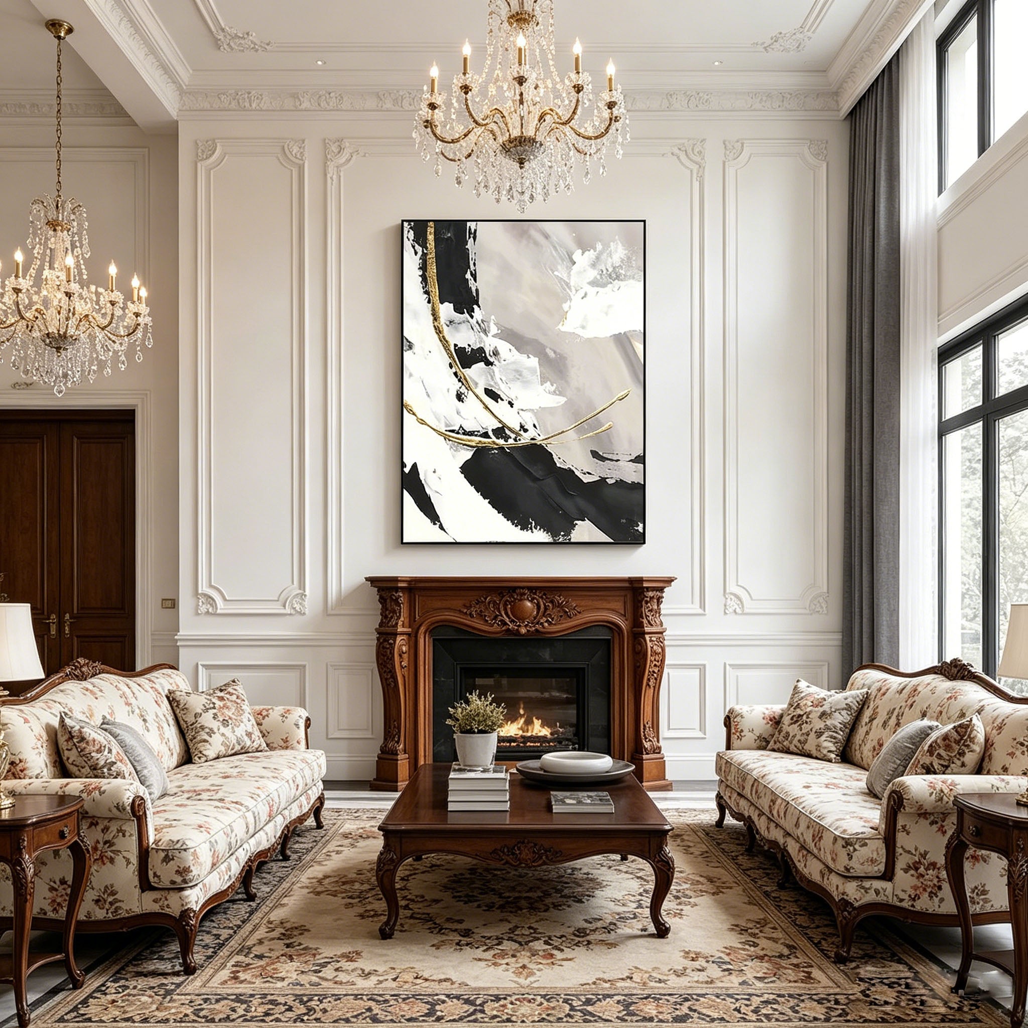 Black White Gold Foil Abstract Impasto Oil Painting, Textured Palette Knife Neutral Canvas Wall Art, Modern Luxury Contemporary Decor