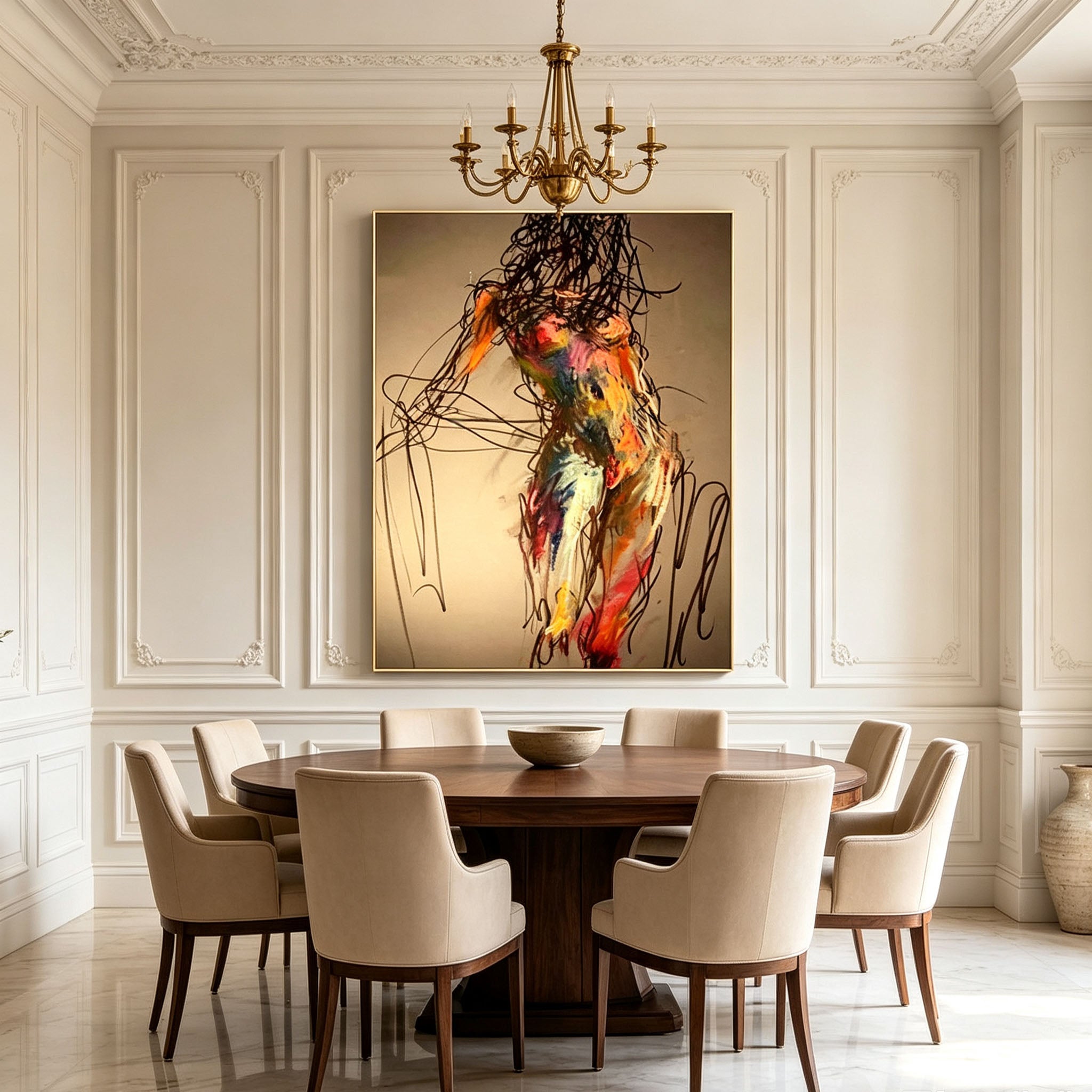 Abstract Figure Wall Art, Colorful Expressionist Human Form Painting, Large Vibrant Figurative Canvas Art, Modern Art Collection Bedroom Decor