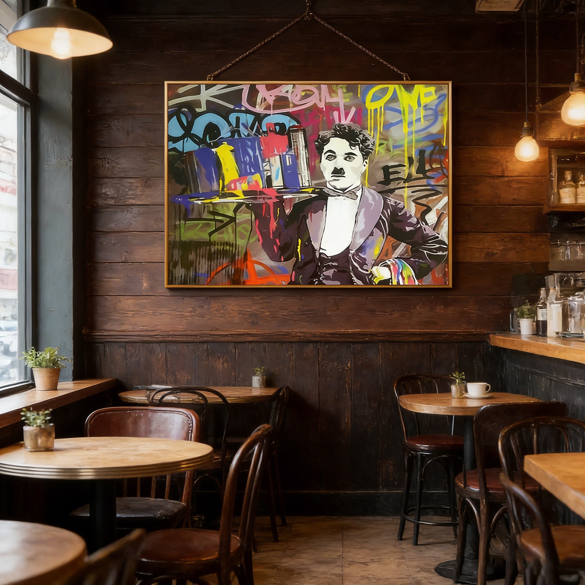 Hand-Painted Pop Art "The Icon" Oil Painting – Bold Graffiti-Inspired Statement Canvas for Urban Spaces