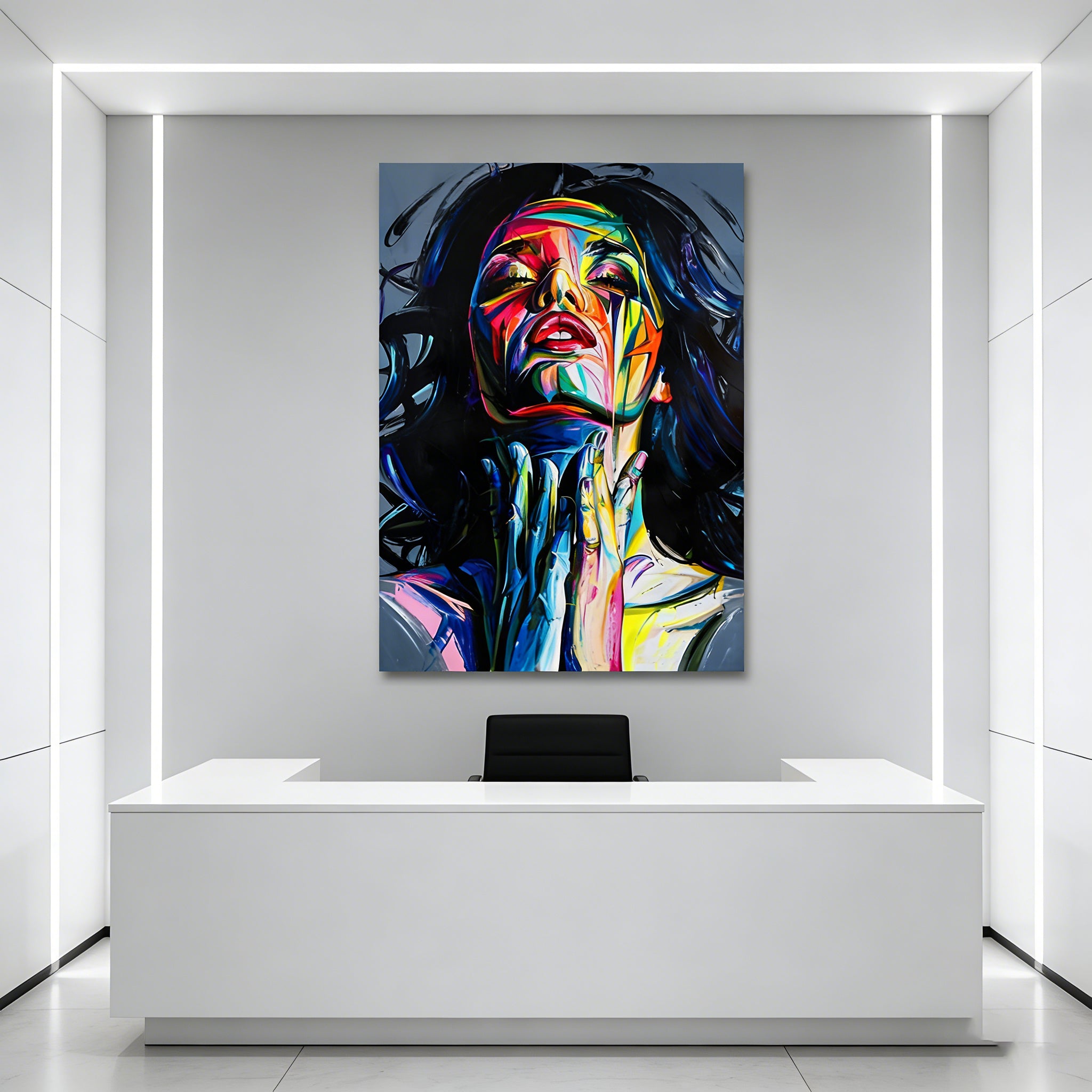 Vibrant Abstract Portrait Hand-Painted Oil Painting – Bold Palette Knife Woman’s Face Canvas for Modern Art Lovers