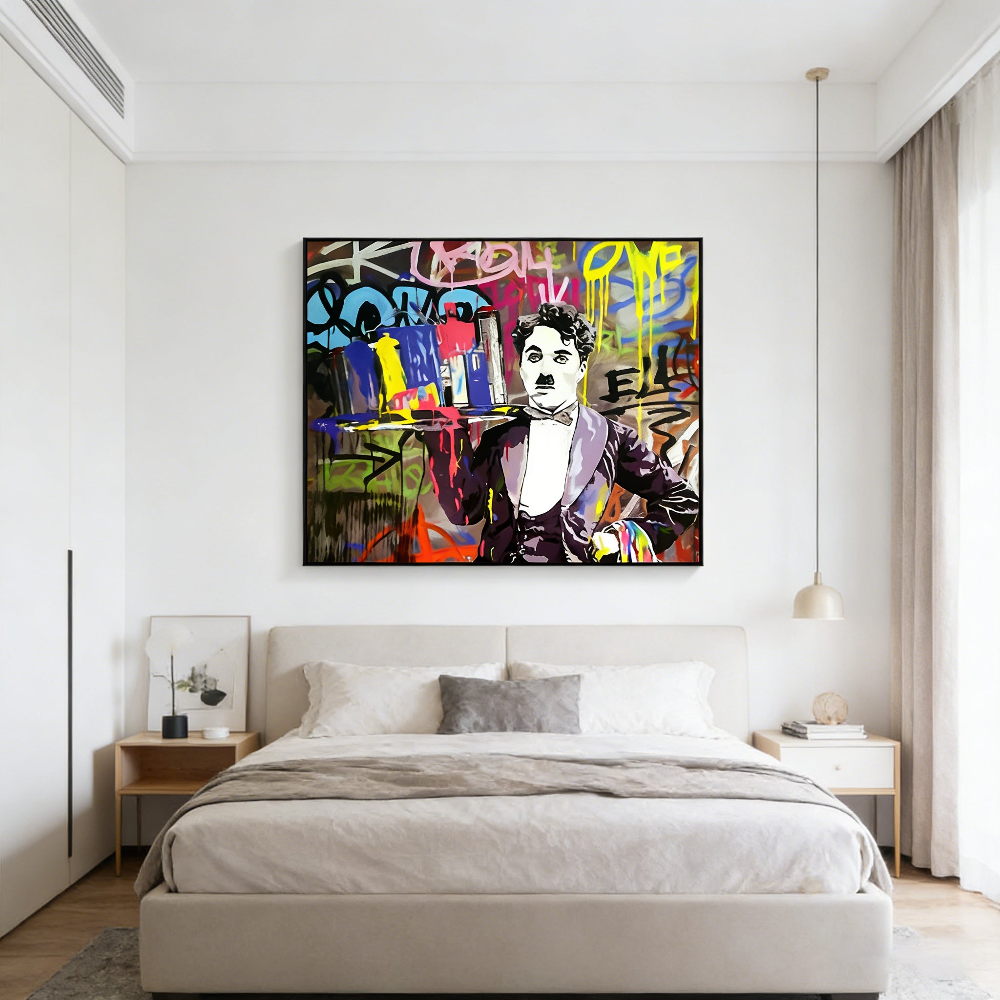 Hand-Painted Pop Art "The Icon" Oil Painting – Bold Graffiti-Inspired Statement Canvas for Urban Spaces