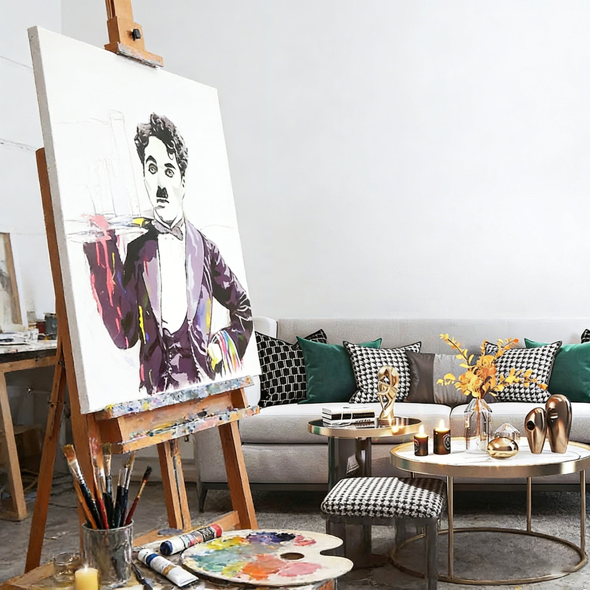 Hand-Painted Pop Art "The Icon" Oil Painting – Bold Graffiti-Inspired Statement Canvas for Urban Spaces